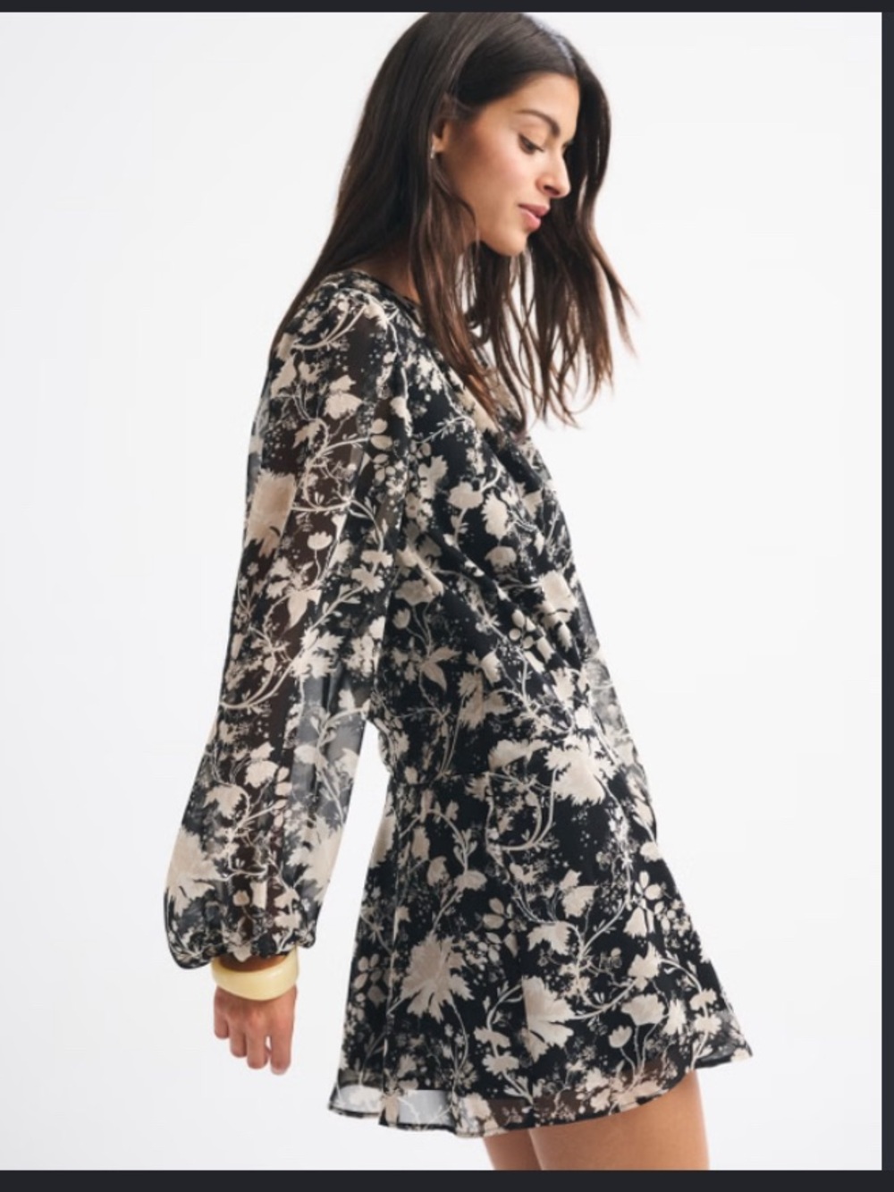 Jessica Howard Black Mini Dress with Cream Floral Print